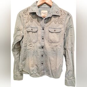 American Eagle Outfitters Western Core Denim Button up Shirt With stud detail